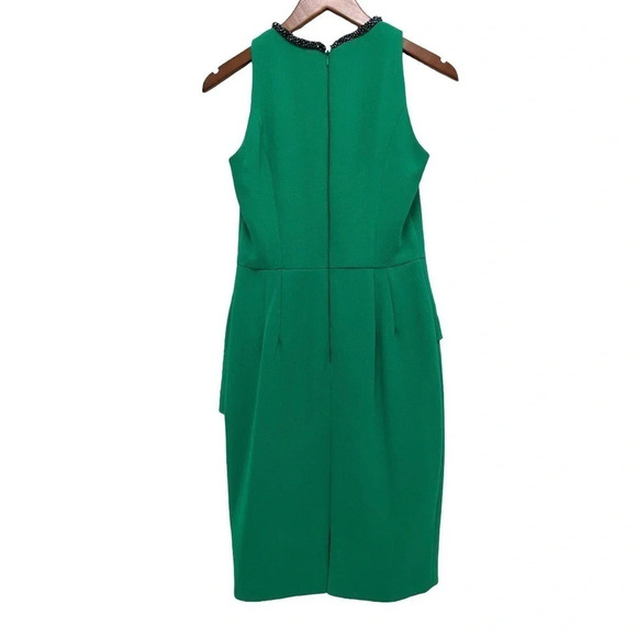 Carmen Marc Valvo Collection Emerald Green Ruffled Crepe Dress Size 4. NEW - Picture 4 of 13